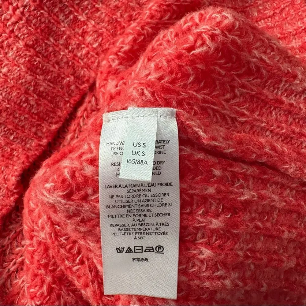 Anthropologie Vibrant Coral V-Neck Sweater S - Picture 12 of 13